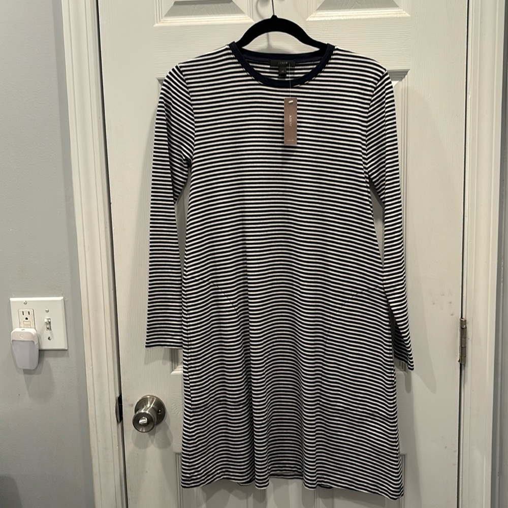 J Crew dark blue stripped dress